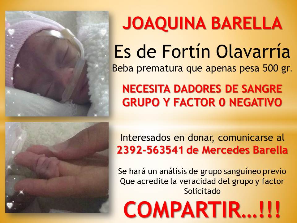 Fortín Olavarría: vecinos se movilizan para ayudar a Joaquina