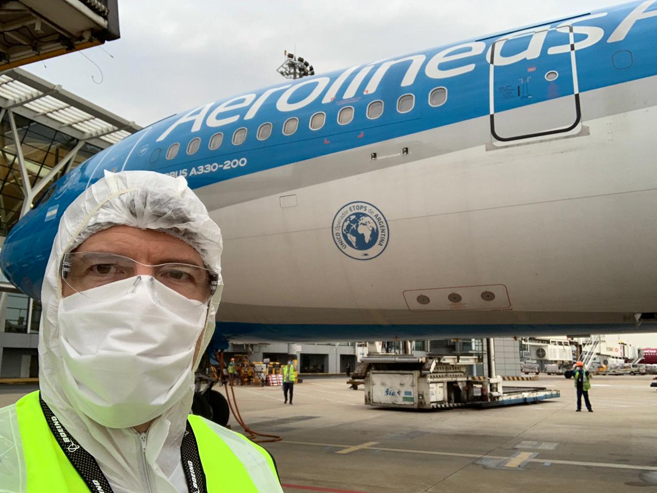 Un piloto de Trenque Lauquen tripuló el vuelo de Aerolíneas que está ahora en China cargando insumos sanitarios