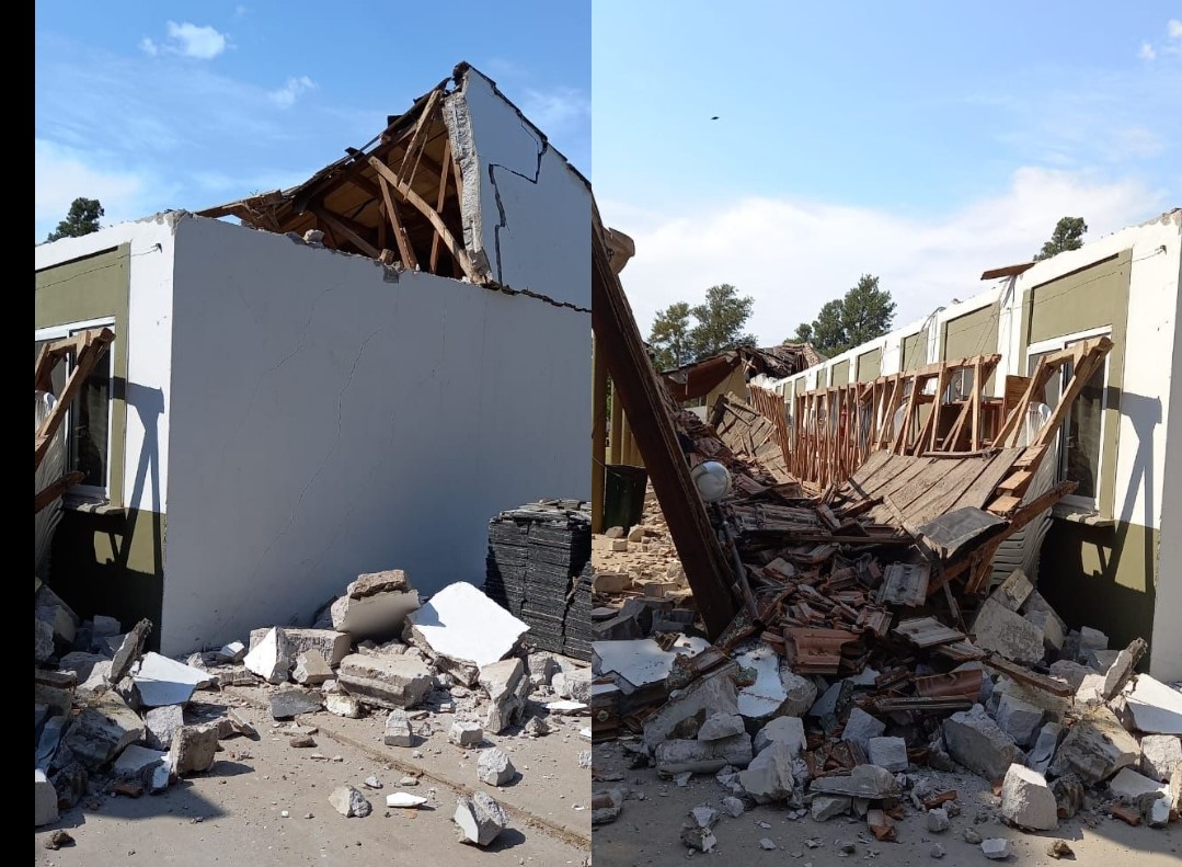 2021: se cayó parte del edificio del Colegio Los Médanos