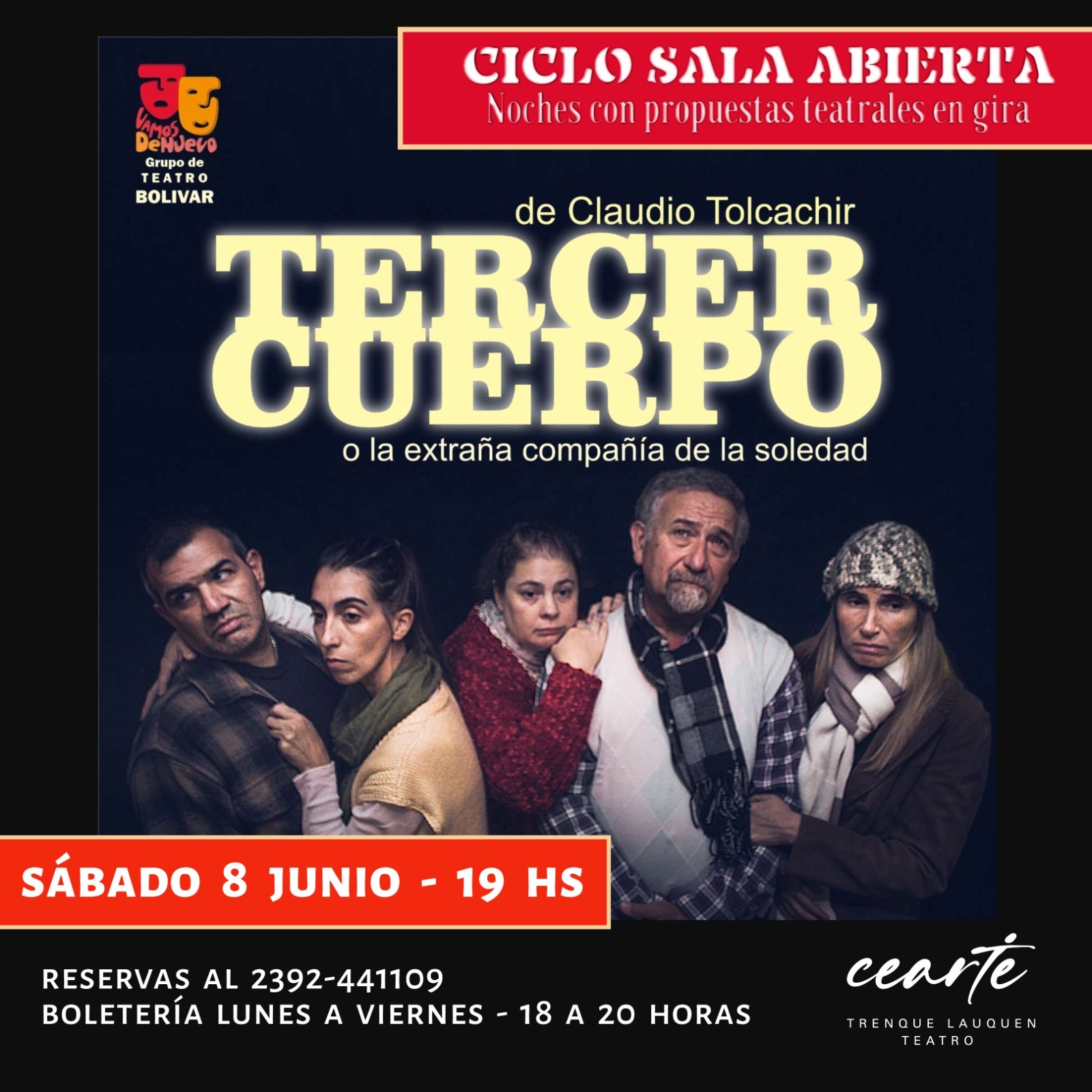 Teatro: ciclo Sala Abierta en el Cearte con invitados de Bolívar